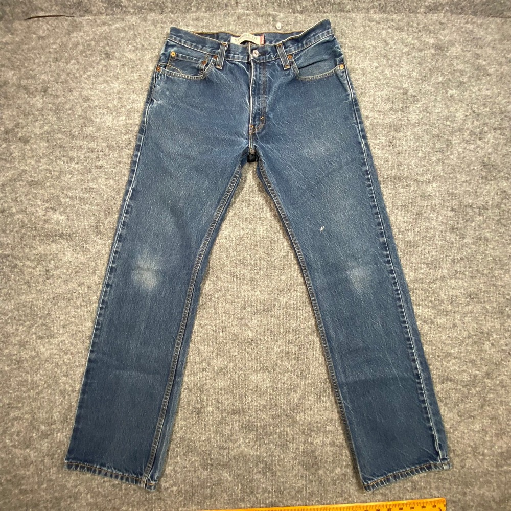 Levis 505 Mens Straight Fit Medium Wash Blue Denim Jeans 32x32 Made in Mexico - Picture 3 of 11